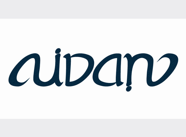 Rotationally symmetric ambigram for the name Aidan. Drawn loosely in pencil, then scanned and created digitally.