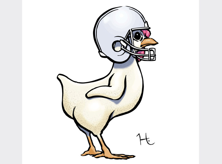 Image developed for Mark Schlereth's Stinkin' Good Green Chile Sauce with chicken. Pen and ink, colors in Adobe Illustrator.