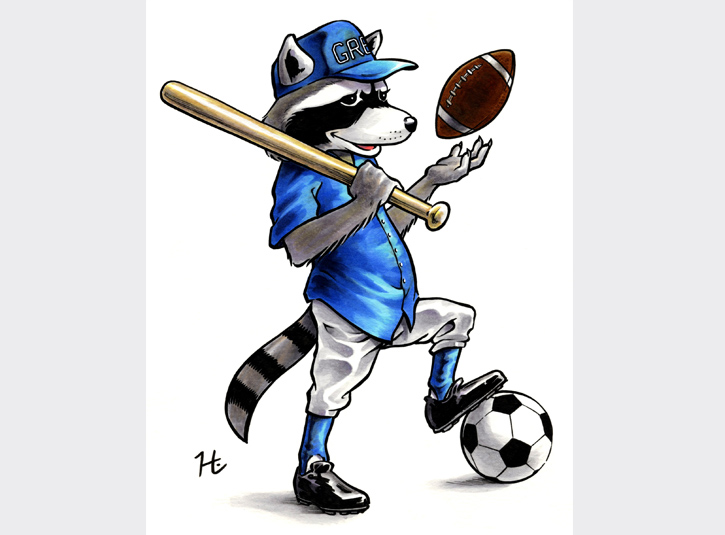 Illustration for the Governor's Ranch Elementary Silent Auction. Pen and ink and Copic Markers on bristol vellum, roughly 8 x 10.