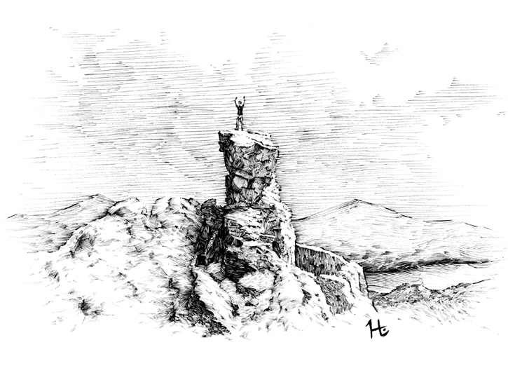 Pen and ink drawing for my older son on his high school graduation.