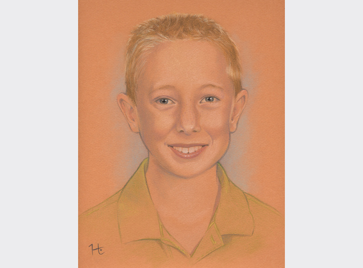 Commissioned portrait. Colored pencil on paper, roughly 12 x 17.